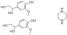 DL-4-ヒドロキシ-3-メトキシフェニルグリコールピペラジン 化学構造式