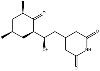 (+)-4-[2-(3,5-ジメチル-2-オキソシクロヘキシル)-2-ヒドロキシエチル]-2,6-ピペリジンジオン 化学構造式