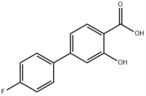 4'-フルオロ-3-ヒドロキシ-[1,1'-ビフェニル]-4-カルボン酸 化学構造式
