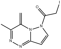 4,6-ジヒドロ-6-(ヨードアセチル)-3-メチル-4-メチレンピラゾロ[5,1-c][1,2,4]トリアジン 化学構造式