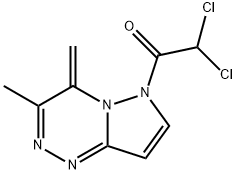 6-(Dichloroacetyl)-4,6-dihydro-3-methyl-4-methylenepyrazolo[5,1-c]-as-triazine Struktur