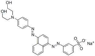 间-[[4-[[对-[双(2-羟乙基)氨基]苯基]偶氮基]-1-萘基]偶氮基]苯磺酸钠, 67674-28-6, 结构式