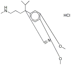 Verapamil Related Compound A (50 mg) (3,4-Dimethoxy-alpha-[3-(methylamino)propyl]-alpha-(1-methylethyl)-benzeneacetonitrile monohydrochloride) Structure
