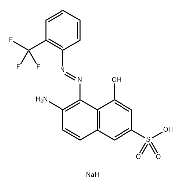 sodium 6-amino-4-hydroxy-5-[[2-(trifluoromethyl)phenyl]azo]naphthalene-2-sulphonate Struktur