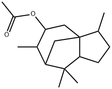 2,3,4,5,6,7,8,8a-オクタヒドロ-3,6,8,8-テトラメチル-1H-3a,7-メタノアズレン-5-オールアセタート 化学構造式