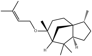 (3R,8aβ)-オクタヒドロ-3β,6,8,8-テトラメチル-6β-[(3-メチル-2-ブテニル)オキシ]-1H-3aα,7α-メタノアズレン 化学構造式