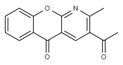 3-乙酰基-2-甲基-5H-[1]苯并吡喃并[2,3-B]吡啶-5-酮 结构式