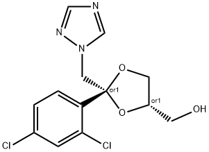 rel-(2R*)-2α*-(2,4-ジクロロフェニル)-2β*-(1H-1,2,4-トリアゾール-1-イルメチル)-1,3-ジオキソラン-4β*-メタノール 化学構造式