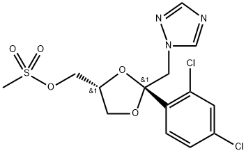cis-甲磺酸-[2-(2,4-二氯苯基)-2-(1H-1,2,4-三唑-1-基甲基)-1,3-二氧戊环-4-基]甲酯 结构式