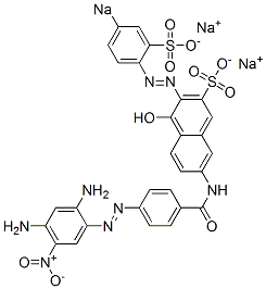 7-[[4-[(2,4-Diamino-5-nitrophenyl)azo]benzoyl]amino]-4-hydroxy-3-[(4-sodiosulfophenyl)azo]naphthalene-2-sulfonic acid sodium salt 结构式