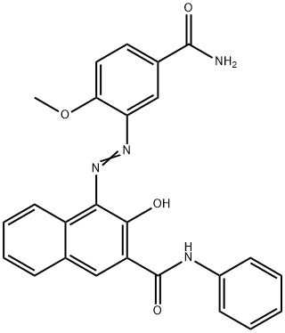 4-((5-(氨基甲酰基)-2-甲氧基苯基)偶氮)-3-羟基-N-苯基萘-2-甲酰胺 结构式