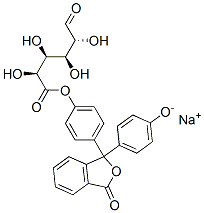 4-[[1,3-ジヒドロ-1-(4-ヒドロキシフェニル)-3-オキソイソベンゾフラン]-1-イル]フェニルβ-D-グルコピラノシドウロン酸ナトリウム 化学構造式