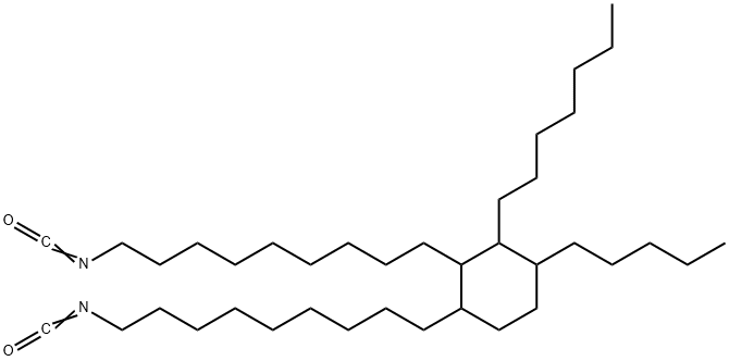 [(3-ヘプチル-4-ペンチルシクロヘキサン-1,2-ジイル)ビス(ノナメチレン)]ジイソシアナート 化学構造式