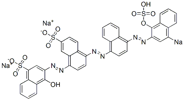 1'-ヒドロキシ-4-[[4-[(1-ヒドロキシ-4-ソジオスルホ-2-ナフタレニル)アゾ]-1-ナフタレニル]アゾ][1,2'-アゾビスナフタレン]-4',7-ジスルホン酸二ナトリウム 化学構造式