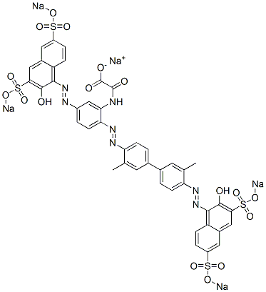 N-[5-[[2-Hydroxy-3,6-bis(sodiosulfo)-1-naphthalenyl]azo]-2-[[4'-[[2-hydroxy-3,6-bis(sodiosulfo)-1-naphthalenyl]azo]-3,3'-dimethyl[1,1'-biphenyl]-4-yl]azo]phenyl]oxamidic acid sodium salt 结构式