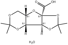 2,3:4,6-二亚异丙基-2-酮-L-古洛糖酸(一水) 结构式