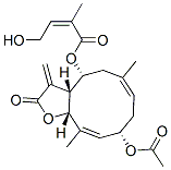(Z)-4-ヒドロキシ-2-メチル-2-ブテン酸[(3aR,4R,6E,9S,10Z,11aR)-9-アセトキシ-2,3,3a,4,5,8,9,11a-オクタヒドロ-6,11-ジメチル-3-メチレン-2-オキソシクロデカ[b]フラン-4-イル] 化学構造式