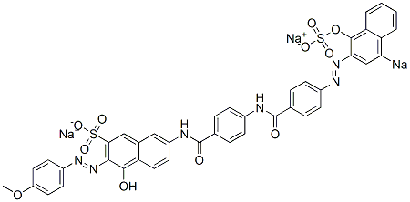 4-Hydroxy-7-[[4-[[4-[(1-hydroxy-4-sodiosulfo-2-naphthalenyl)azo]benzoyl]amino]benzoyl]amino]-3-[(4-methoxyphenyl)azo]naphthalene-2-sulfonic acid sodium salt 结构式