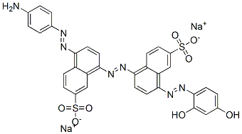 4-[(4-Aminophenyl)azo]-4'-[(2,4-dihydroxyphenyl)azo][1,1'-azobisnaphthalene]-6',7-disulfonic acid disodium salt 结构式