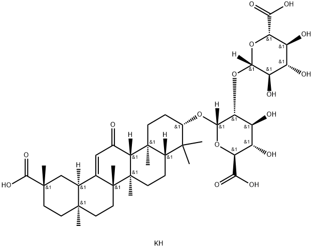 α-D-Glucopyranosiduronsure, (3β,20β)-20-Carboxy-11-oxo-30-norolean-12-en-3-yl-2-O-β-D-glucopyranuronosyl-, Dikaliumsalz