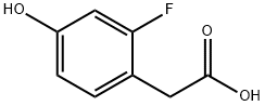 2-フルオロ-4-ヒドロキシフェニル酢酸 化学構造式