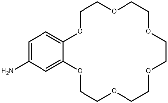 2,3,5,6,8,9,11,12,14,15-デカヒドロ-1,4,7,10,13,16-ベンゾヘキサオキサシクロオクタデシン-18-アミン 化学構造式