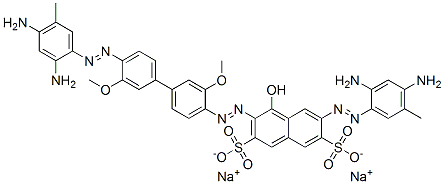 6-[(2,4-Diamino-5-methylphenyl)azo]-3-[[4'-[(2,4-diamino-5-methylphenyl)azo]-3,3'-dimethoxy[1,1'-biphenyl]-4-yl]azo]-4-hydroxynaphthalene-2,7-disulfonic acid disodium salt 结构式