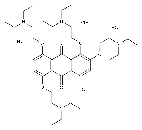 9,10-Anthracenedione, 1,2,5,8-tetrakis(2-(diethylamino)ethoxy)-, tetra hydrochloride Structure