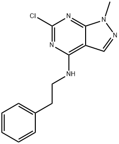 3-chloro-9-methyl-N-phenethyl-2,4,8,9-tetrazabicyclo[4.3.0]nona-1,3,5, 7-tetraen-5-amine Struktur