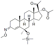 (6R)-17-(アセチルオキシ)-6-メチル-6-(トリメチルシロキシ)-3-(メトキシイミノ)プレグナ-4-エン-20-オン 化学構造式
