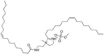 (Z,Z)-2-(8-heptadecenyl)-4,5-dihydro-1-methyl-1-[2-[(1-oxo-9-octadecenyl)amino]ethyl]-1H-imidazolium methyl sulphate  Struktur