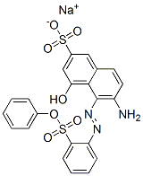 sodium 6-amino-4-hydroxy-5-[[2-(phenoxysulphonyl)phenyl]azo]naphthalene-2-sulphonate Struktur