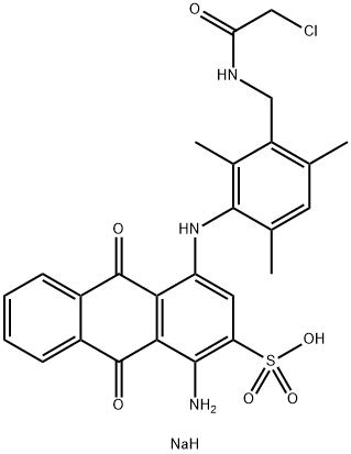 sodium 1-amino-4-[[3-[[(chloroacetyl)amino]methyl]-2,4,6-trimethylphenyl]amino]-9,10-dihydro-9,10-dioxoanthracene-2-sulphonate Struktur