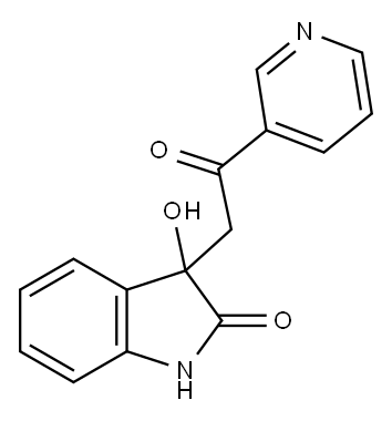 3-hydroxy-3-(2-oxo-2-pyridin-3-ylethyl)-
1,3-dihydro-indol-2-one Struktur