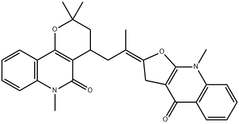 4-[2-[(2E)-2,3,4,9-Tetrahydro-9-methyl-4-oxofuro[2,3-b]quinolin-2-ylidene]propyl]-2,3,4,6-tetrahydro-2,2,6-trimethyl-5H-pyrano[3,2-c]quinolin-5-one Structure