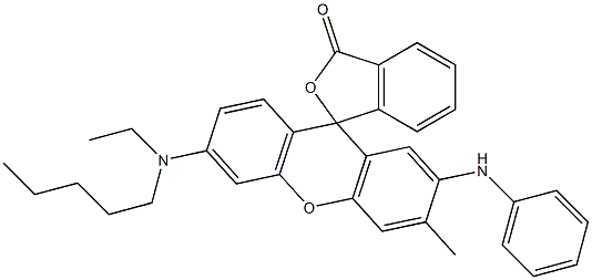 2'-アニリノ-6'-(N-エチル-N-ペンチルアミノ)-3'-メチルスピロ[フタリド-3,9'-[9H]キサンテン] 化学構造式