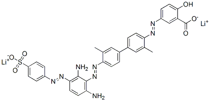 dilithium 5-[[4'-[[2,6-diamino-3-[(4-sulphonatophenyl)azo]phenyl]azo]-3,3'-dimethyl[1,1'-biphenyl]-4-yl]azo]salicylate Structure