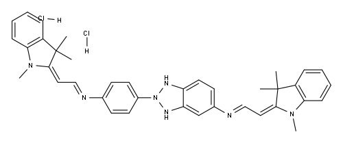 N-[(1,3-dihydro-1,3,3-trimethyl-2H-indol-2-ylidene)ethylidene]-2-[4-[[(1,3-dihydro-1,3,3-trimethyl-2H-indol-2-ylidene)ethylidene]amino]phenyl]-1H-benzotriazole-5-amine dihydrochloride Structure