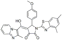 1-(4,6-dimethylbenzothiazol-2-yl)-4-[hydroxy-(8-methyl-1,7-diazabicyclo[4.3.0]nona-2,4,6,8-tetraen-9-yl)methylidene]-5-(4-methoxyphenyl)pyrrolidine-2,3-dione Struktur