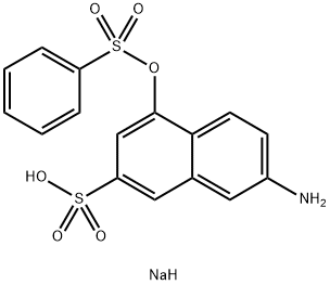 7-アミノ-4-[(フェニルスルホニル)オキシ]-2-ナフタレンスルホン酸ナトリウム 化学構造式