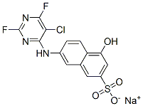 7-[(5-クロロ-2,6-ジフルオロ-4-ピリミジニル)アミノ]-4-ヒドロキシ-2-ナフタレンスルホン酸ナトリウム 化学構造式