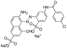 6-Amino-5-[[5-[(4-chlorobenzoyl)amino]-2-sulfophenyl]azo]-4-hydroxy-2-naphthalenesulfonic acid disodium salt Struktur