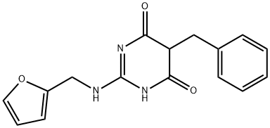 5-ベンジル-2-(フルフリルアミノ)ピリミジン-4,6(1H,5H)-ジオン 化学構造式