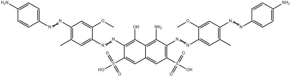 4-Amino-3,6-bis[[4-[(4-aminophenyl)azo]-2-methoxy-5-methylphenyl]azo]-5-hydroxy-2,7-naphthalenedisulfonic acid Structure