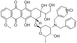 5,12-Naphthacenedione, 7,8,9,10-tetrahydro-8-(1,2-dihydroxyethyl)-1-me thoxy-10-((2,3,6-trideoxy-3-((phenylmethyl)amino)-alpha-L-lyxo-hexopyr anosyl)oxy)-6,8,11-trihydroxy-, hydrochloride, (8S-cis)- Structure