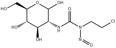 2-[[[(2-クロロエチル)ニトロソアミノ]カルボニル]アミノ]2-デオキシ-D-グルコピラノシド 化学構造式