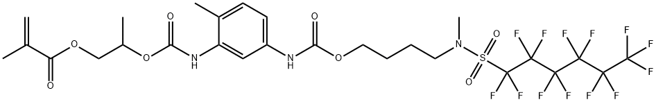 2-メチルプロペン酸2-[[[[2-メチル-5-[[[4-[メチル[(トリデカフルオロヘキシル)スルホニル]アミノ]ブトキシ]カルボニル]アミノ]フェニル]アミノ]カルボニル]オキシ]プロピル 化学構造式