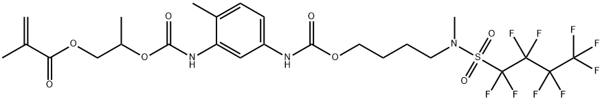 2-メチルプロペン酸2-[[[[2-メチル-5-[[[4-[メチル[(ノナフルオロブチル)スルホニル]アミノ]ブトキシ]カルボニル]アミノ]フェニル]アミノ]カルボニル]オキシ]プロピル 化学構造式