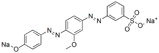 3-[[4-[[4-(Sodiooxy)phenyl]azo]-3-methoxyphenyl]azo]benzenesulfonic acid sodium salt Structure