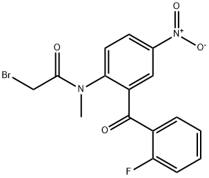 2-bromo-N-[2-(2-fluorobenzoyl)-4-nitrophenyl]-N-methylacetamide Struktur
